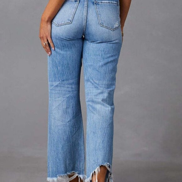 KayBee & Company Distressed Raw Hem Jeans with Pockets - Picture 2 of 4